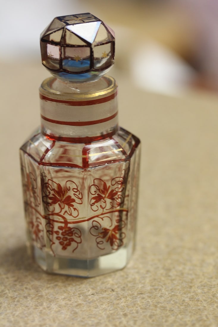 Antique Small Scent Bottle: most likely Victorian - rare form - 3 1/4" tall