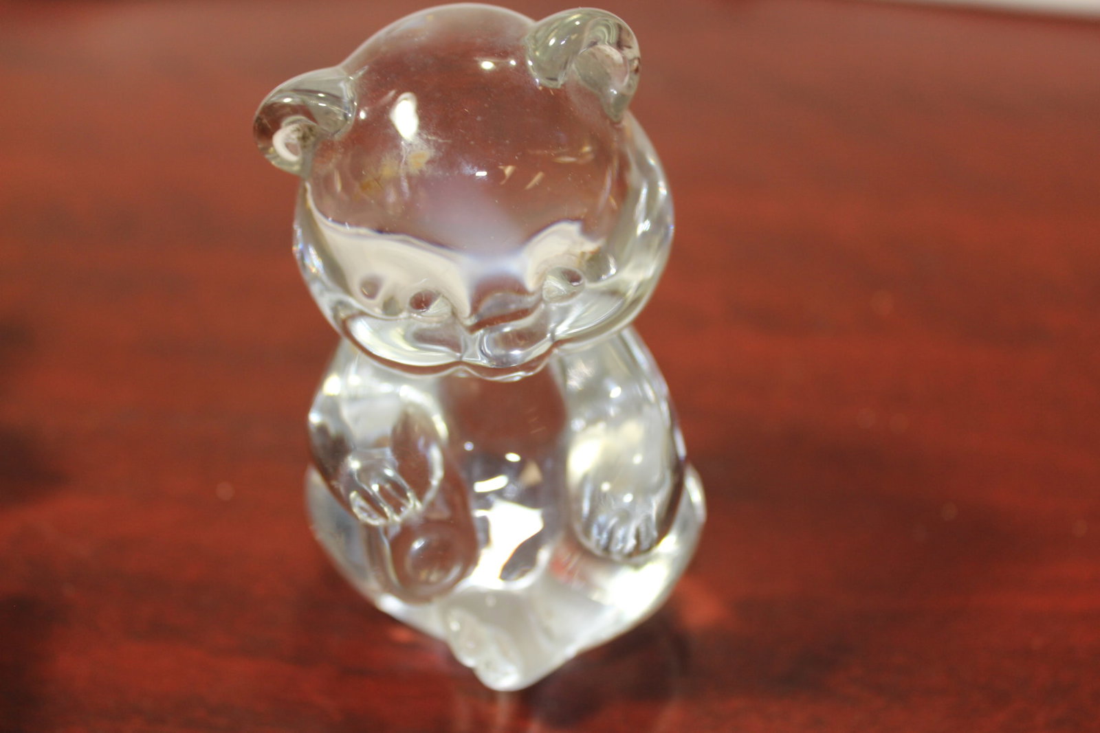 A Signed Glass Bear: but cannot decipher who the maker is - 3 3/4"tall
