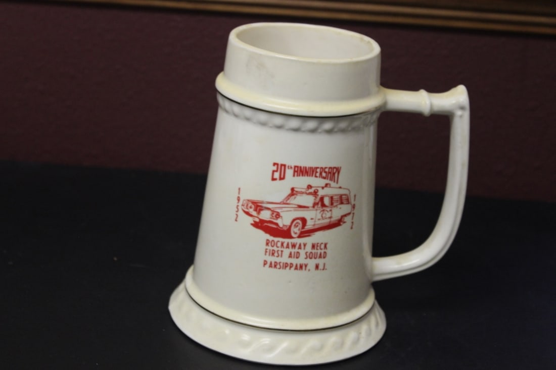 A Large Stein - Rockaway Neck First Aid Squad: 1952-1972 Beer Mug - 7 1/2 inches tall - as shown on photos
