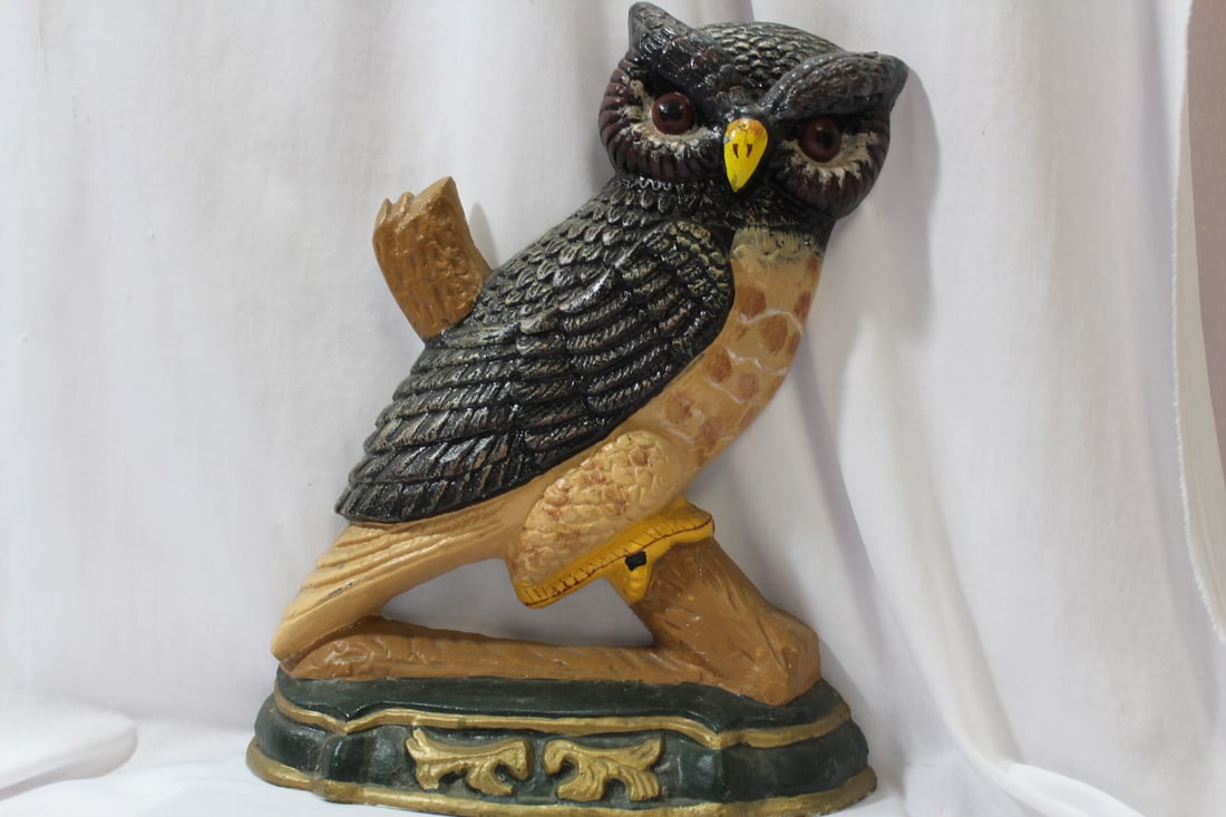 A Cast Iron Owl: 12 1/2" tall