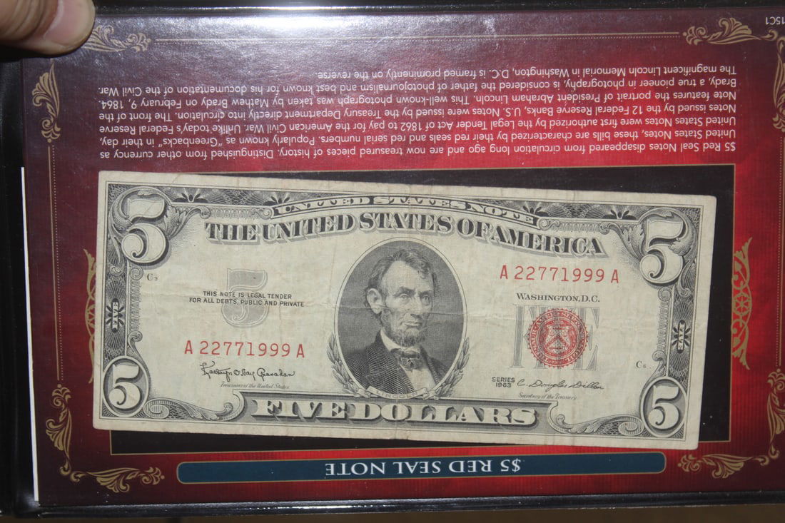Two Red Seal $5.00 Note - 2