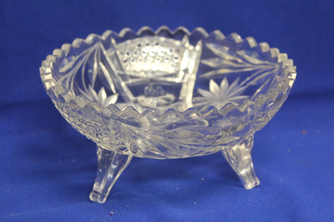 Brilliant Cut Glass Footed Bowl: 7 1/8" in diameter