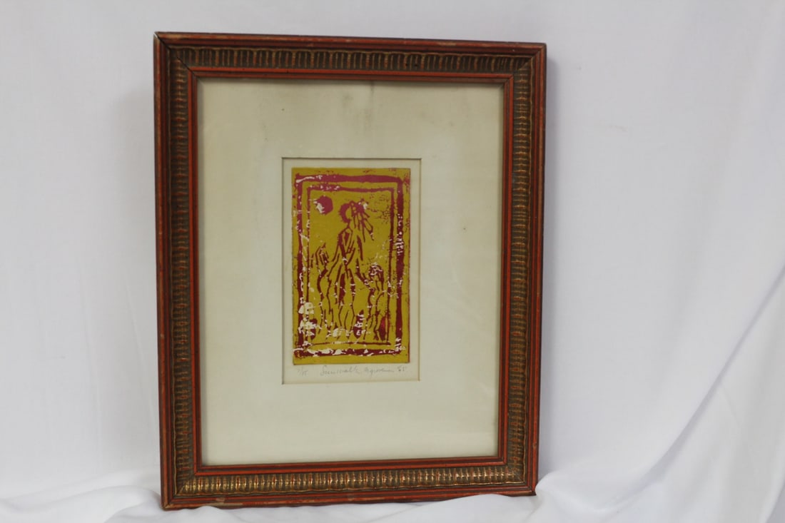 A Hand Pencil Litograph - signed: signed: M. Groveman - overall= 11 1/2" x 9 1/2" - sight= 4 3/4" x 3"