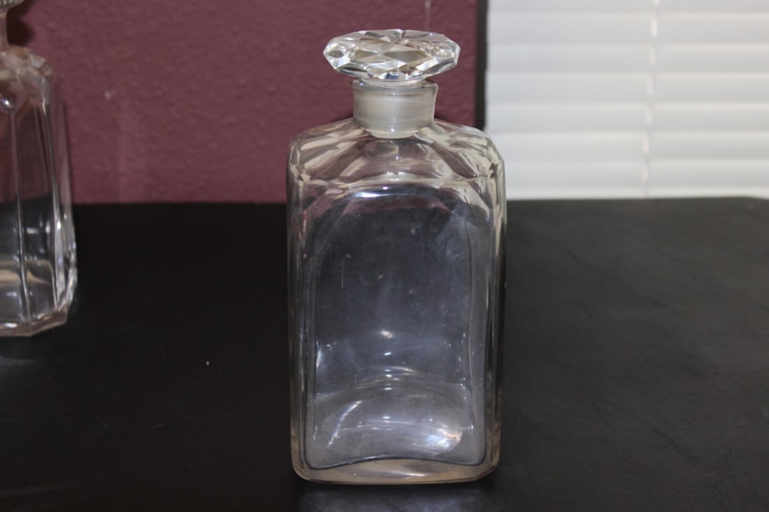 A Clear Facet Cut Decanter: 7 1/2" tall