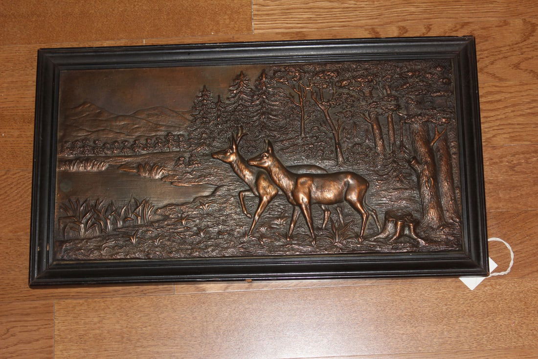 Framed Bronze Plaque: signed, but cannot decifer the signature - overall 20" x 11"