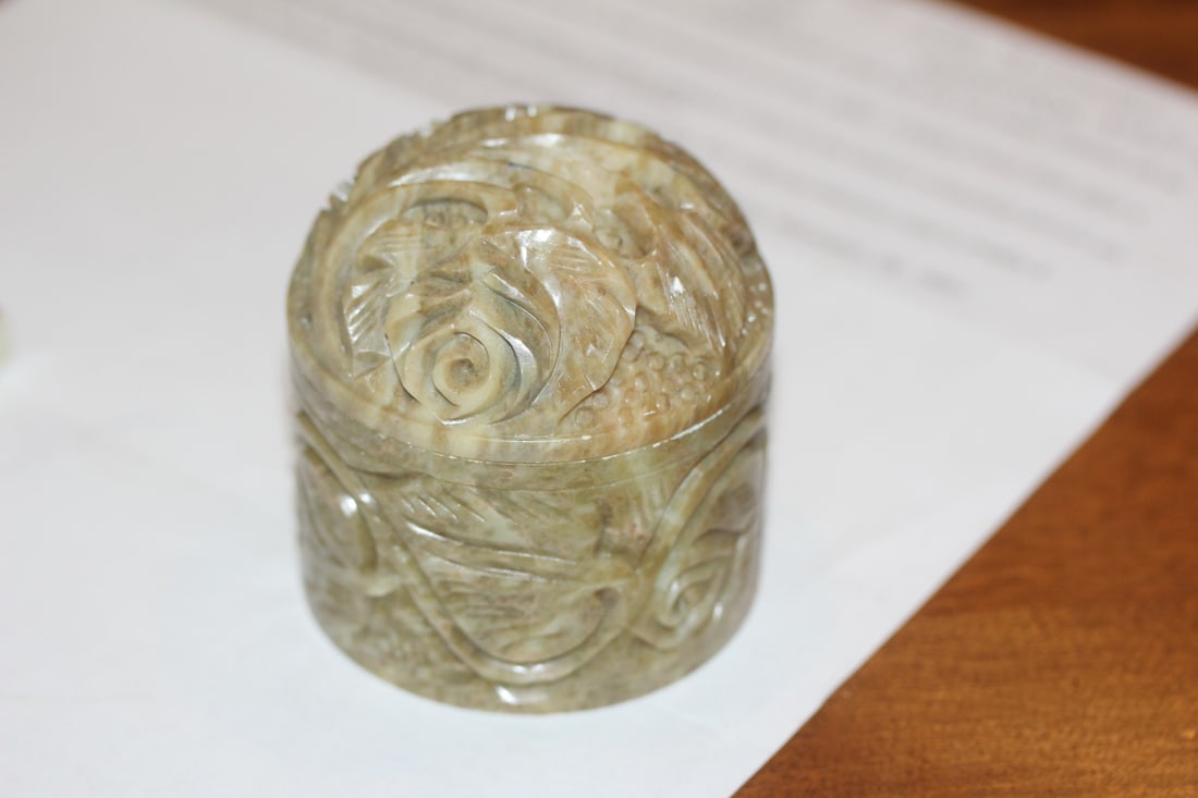 Carved Stone Container: 3 inches tall