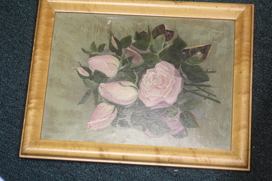 Vintage Oil on Board Painting: please note: one small hole as shown - nice colour - overall= 14" x 11"