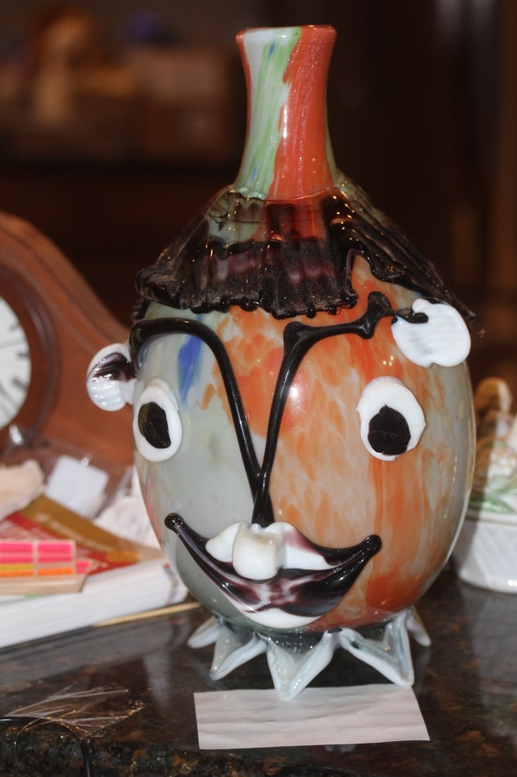 Picasso Style Art Glass Bottle: 12 1/8" tall