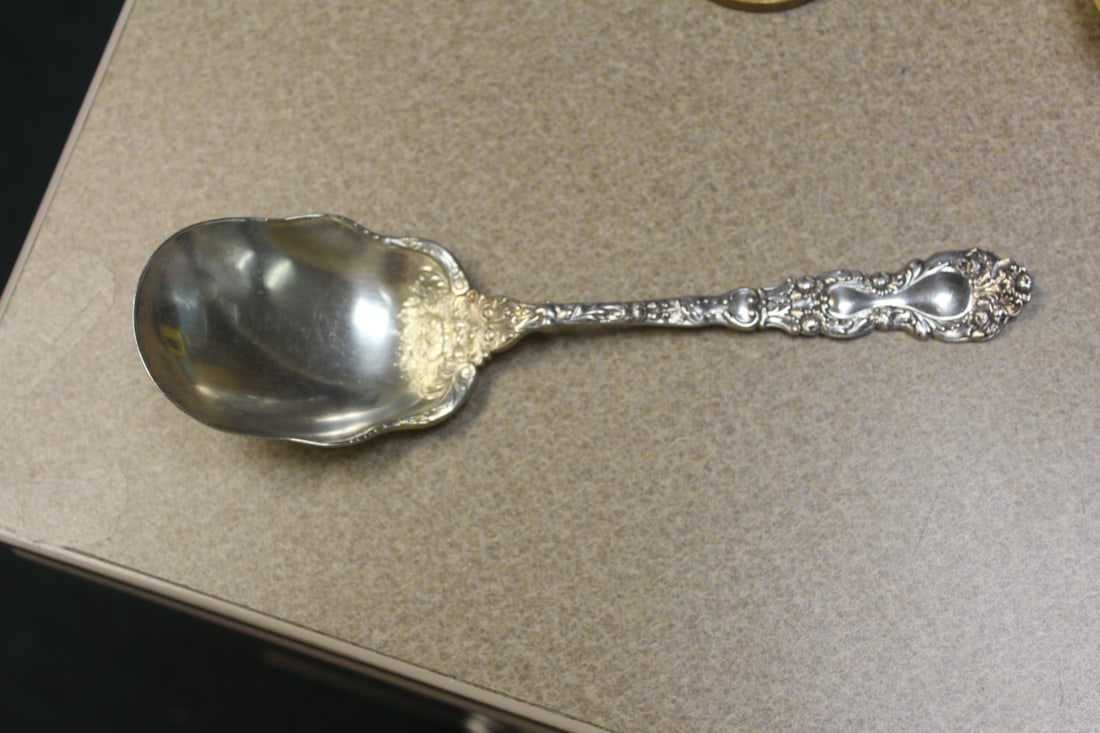 Ornate Sterling Silver Serving Spoon: please note: no monogrammed - 8 1/2" long