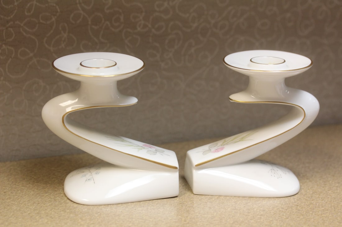 Pair of candle holders: Rosenthal ceramic, 4" tall each