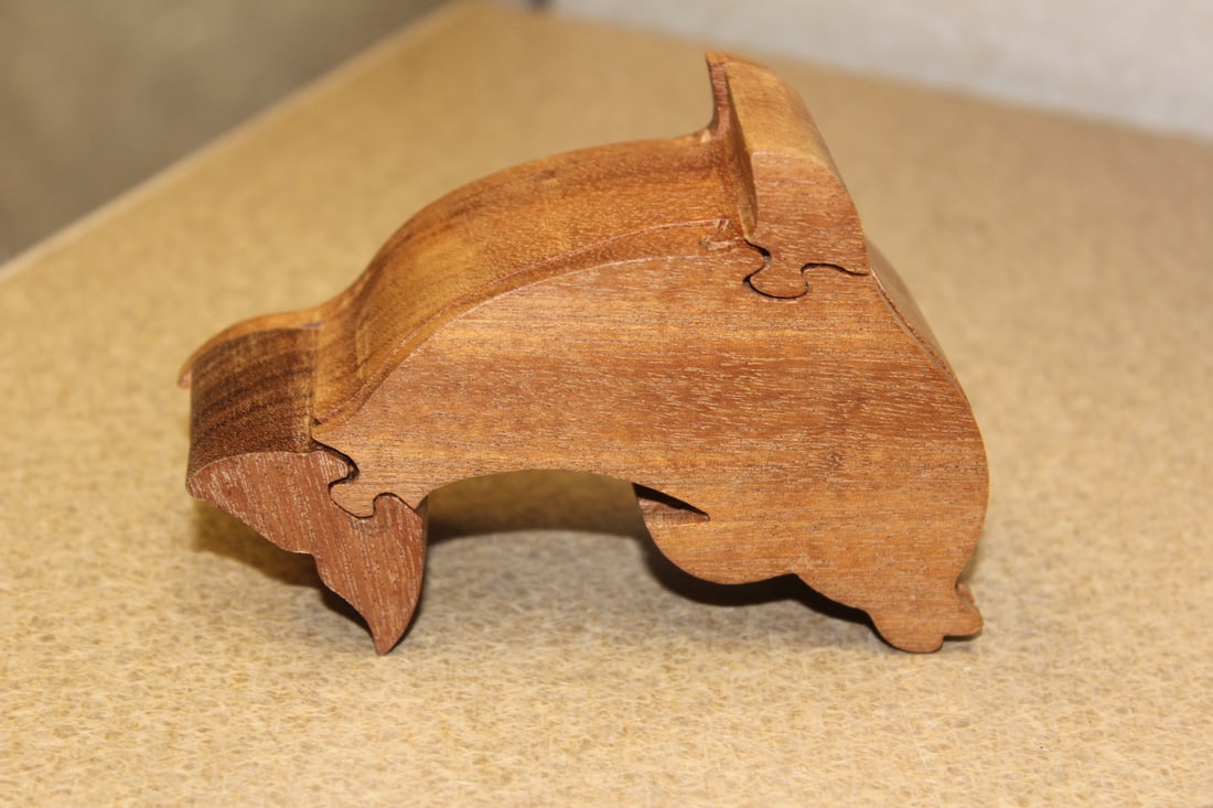 Dolphin Wooden Puzzle Box?: 4 1/8" across