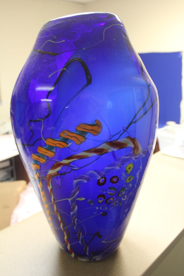 Artglass Monumental Vase: Murano? - millifiori style - 20 1/2" tall x 9" wide