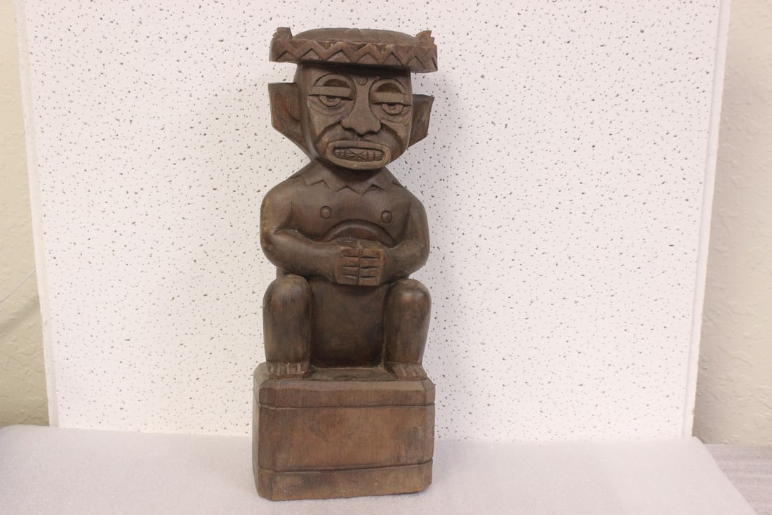 A Wooden Sculpture: 14 1/4" tall