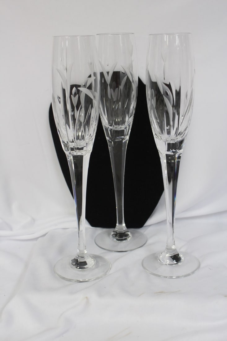 Lot of 3 Stem Glass: 10 7/8" tall