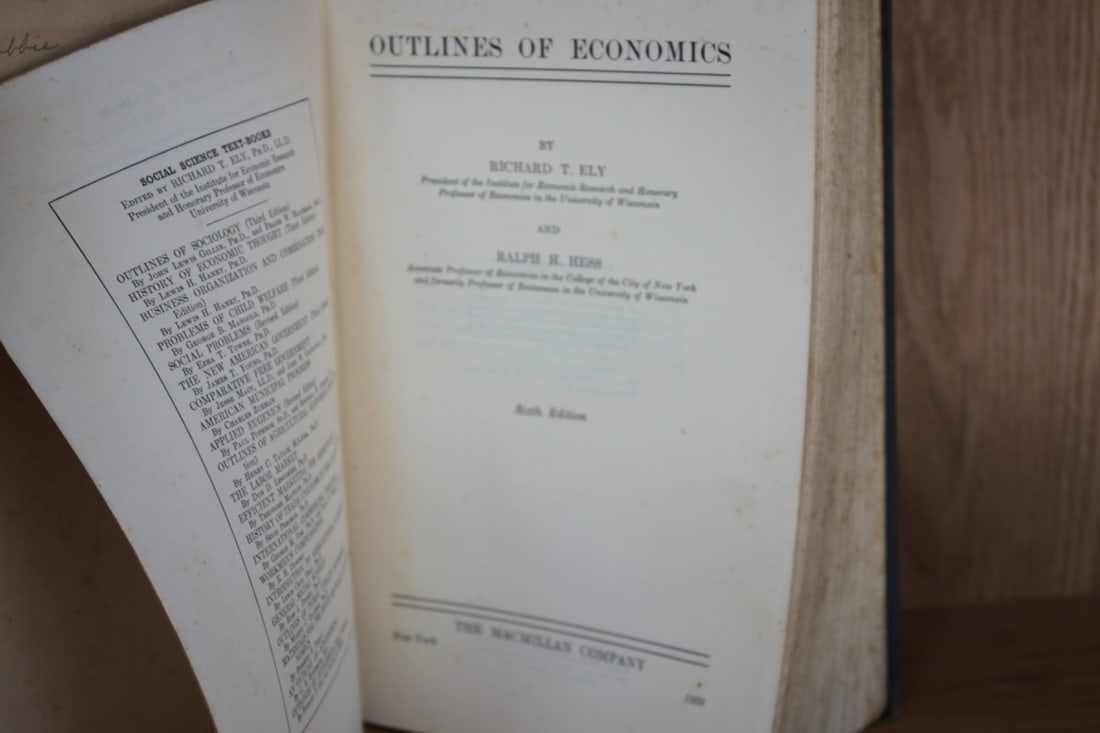Book - Outlines of Economics by Richard T. Ely: Shows some wear - 6th Edition - condition as shown