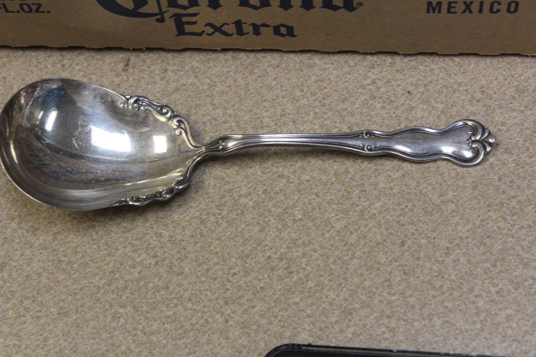 Ornate Silverplate Serving Spoon: 8 3/4" across