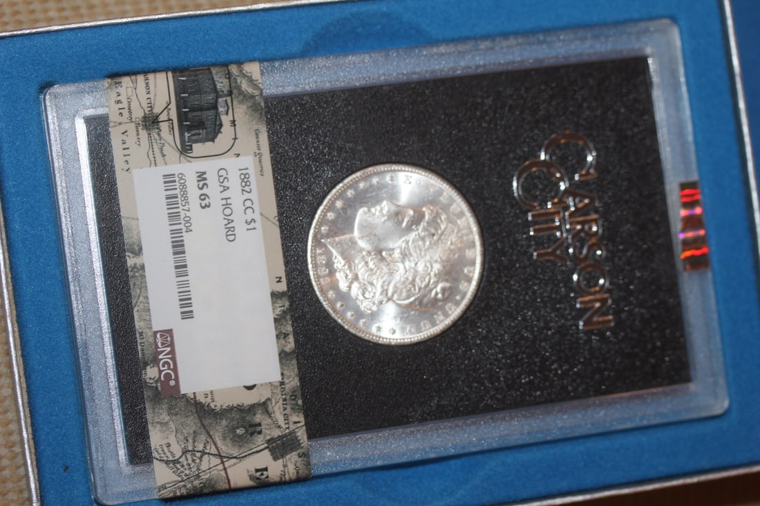 NGC Graded 1882-CC Morgan Silver Dollar: MS63 - inside a GSA holder - boxed and certificate