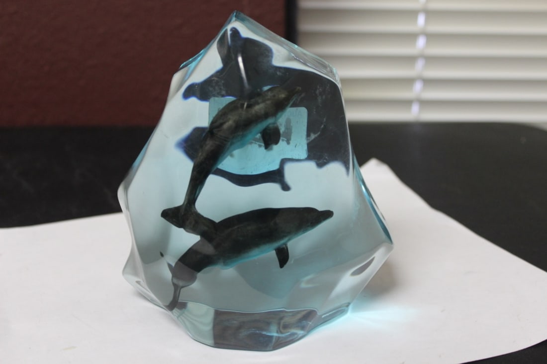 A Lucite Paperweight/Sculpture of Dolphins (1 of 5)