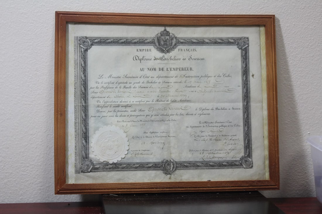 An Old Diploma - Dated 1858: Framed - the frame is new - rare