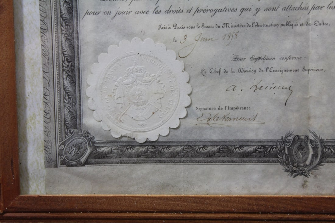 An Old Diploma - Dated 1858 - 2