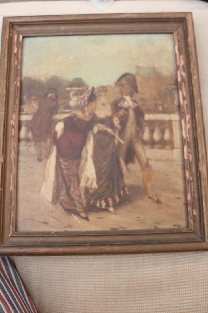 Antique Painting on Wood: Framed - overall= 11 1/4" x 9 1/2" - unsigned
