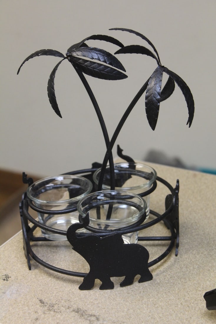 Elephant Metal Candle Holders: 9 1/2" tall