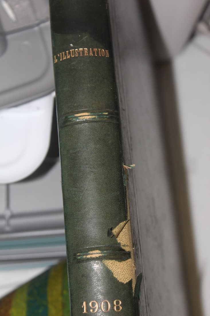 1908 French Illustration Book: large size book - 15 3/4" x 12 1/4"