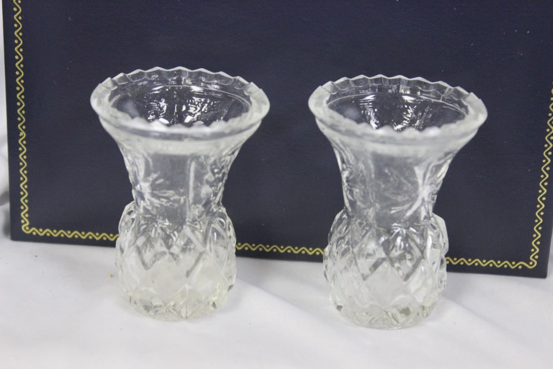Lot of Two Glass Container: possibly for toothpicks - 2 3/4" tall