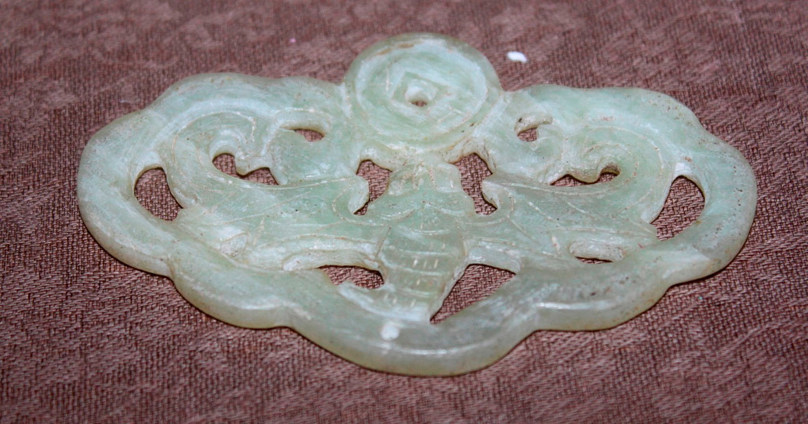 Jade / Stone Pendant: 3 1/8" at the widest point.