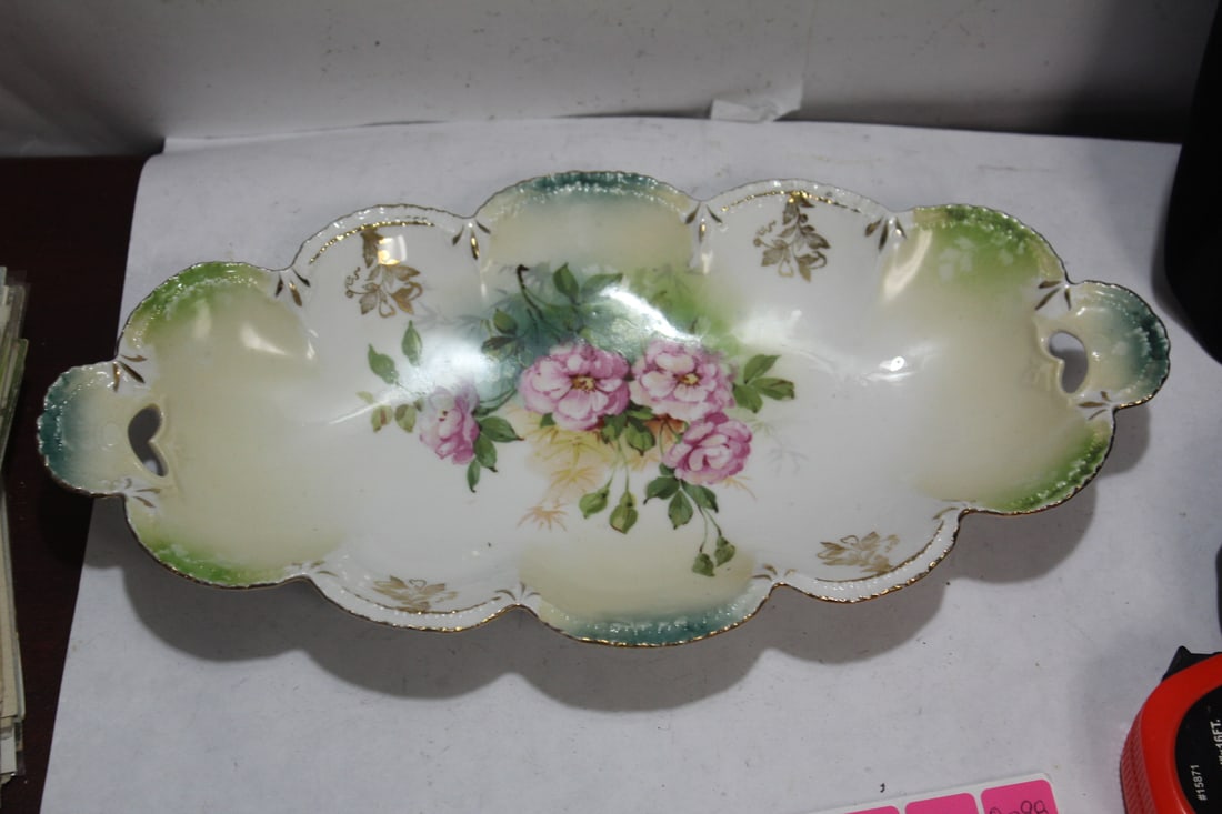 A German R.S. Prussia Two Handle Bowl: 19th century - 12 1/4" across