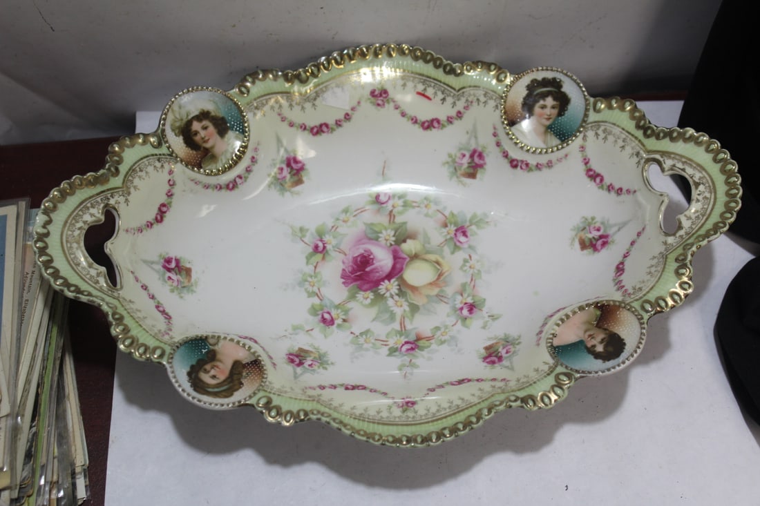 A German R.S. Prussia Portrait Bowl: very rare - cameo - 13" across - with two handles