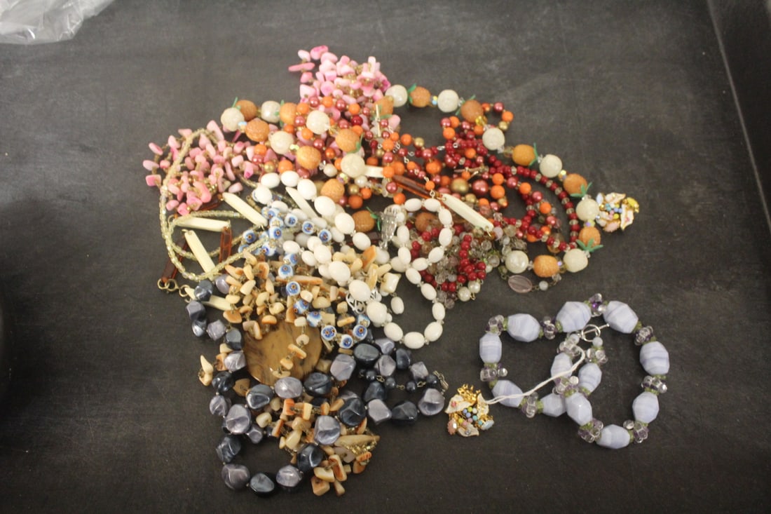 Lot of costume jewelry: mainly beaded or stone necklaces