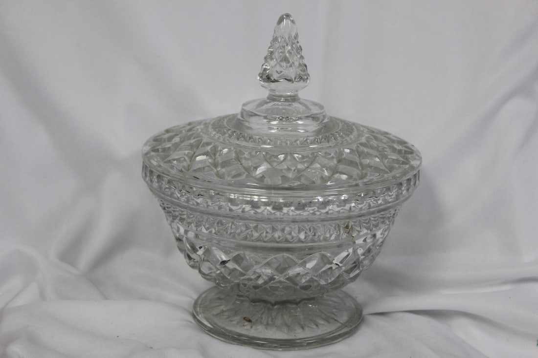 A Glass Cover Dish: 8" tall