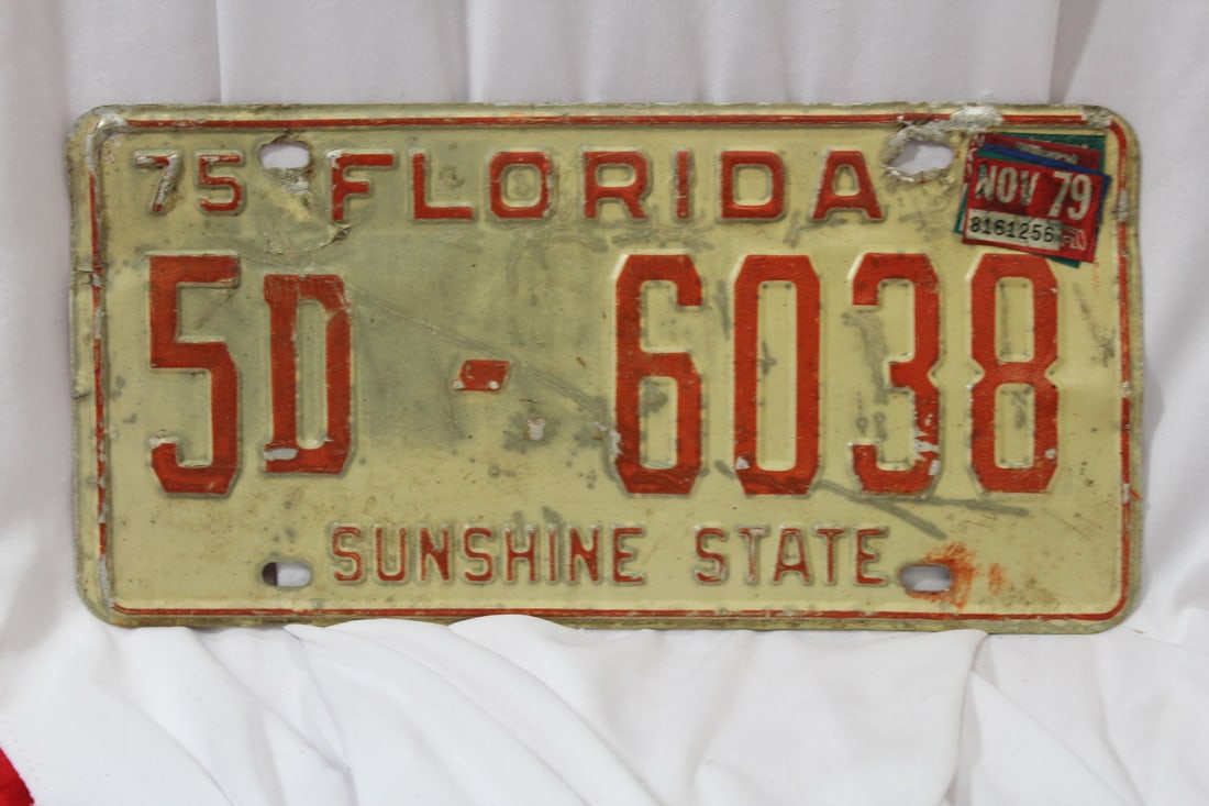 A 1975 Florida License Plate: 12" long