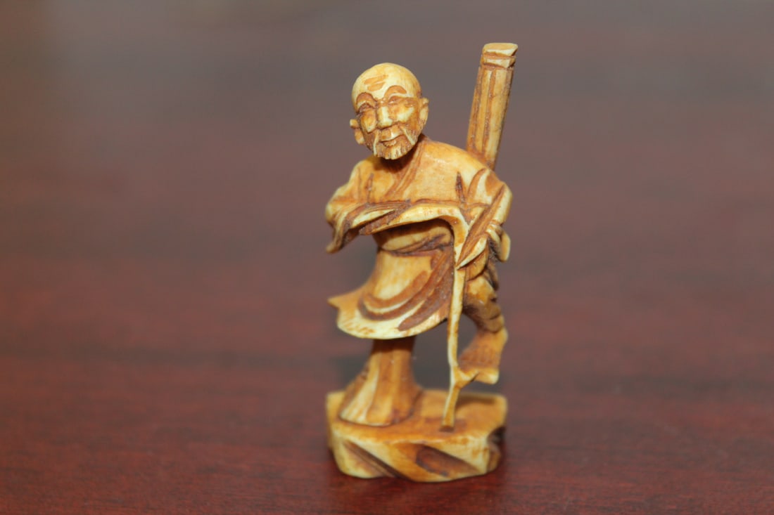 A Nicely Carved Vintage Bone Figurine: 2 1/8" tall