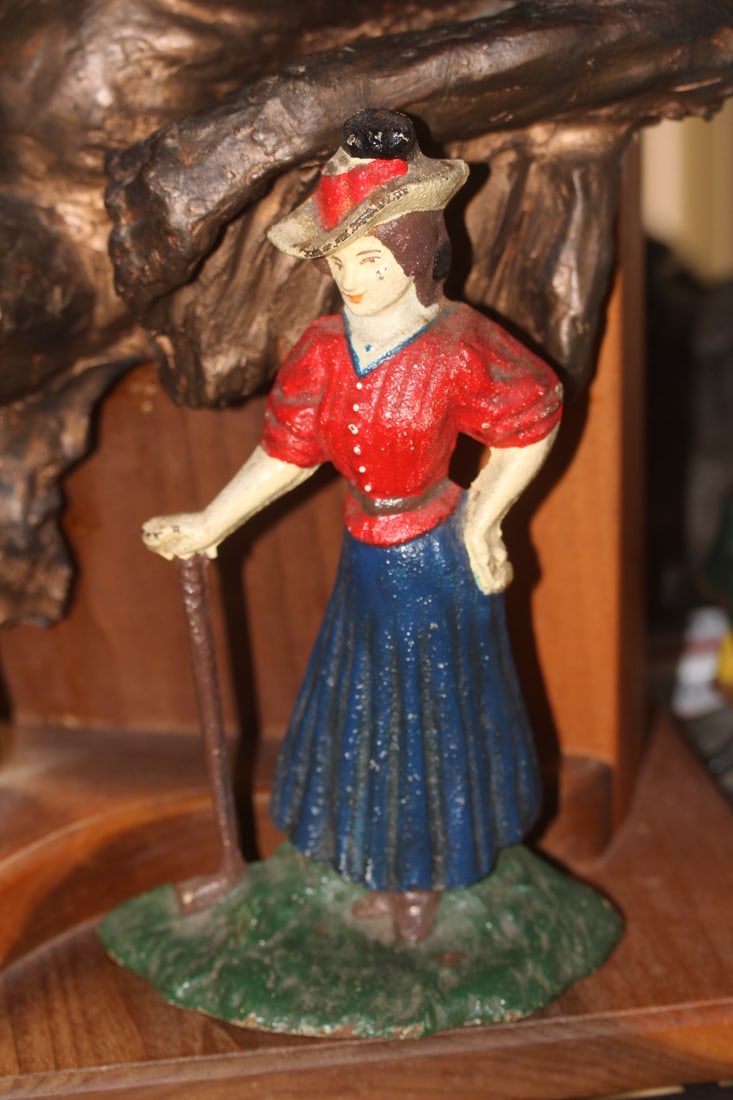 Vintage Cast Iron of a Victorian Lady: 8 1/2" tall