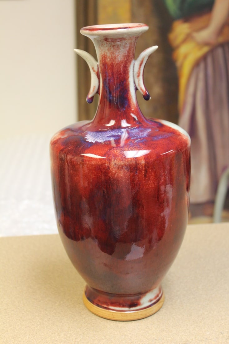 Chinese Oxblood Vase: 13 1/2" tall