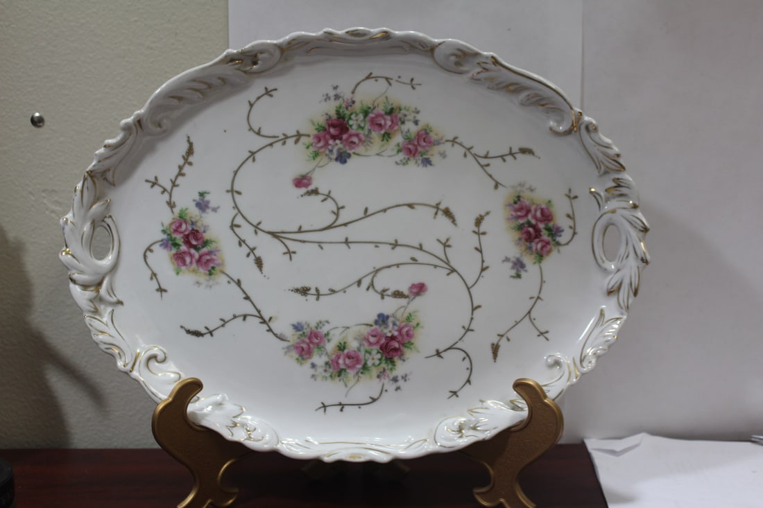 A Large Ceramic Platter: with handles - 16 1/8" in diameter