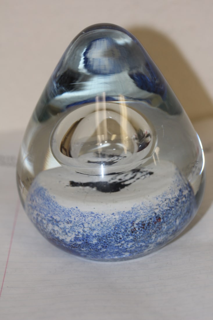 Large Art Glass Paperweight: 5" tall