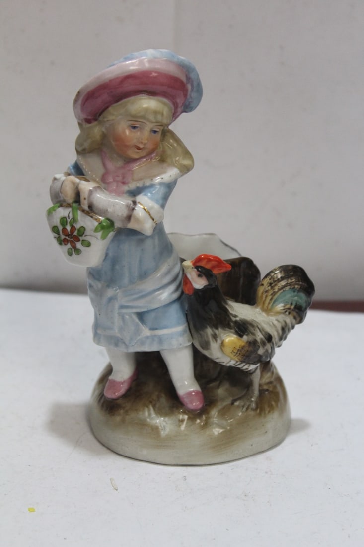 An Antique Victorian Girl Figurine: with planter - 5 3/4" tall