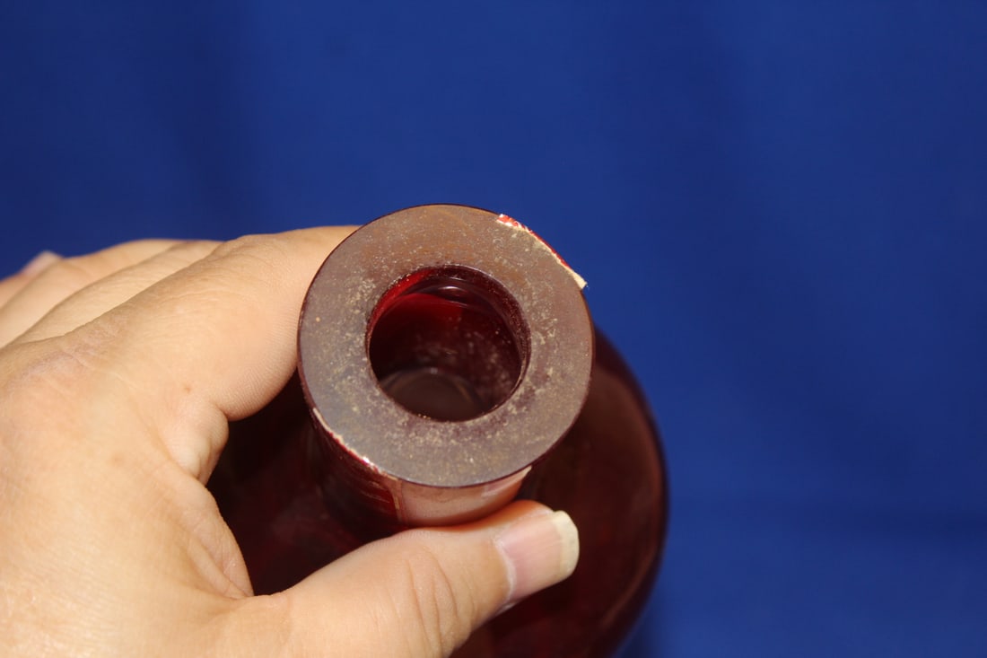 A Ruby Red Artglass Decanter - 5