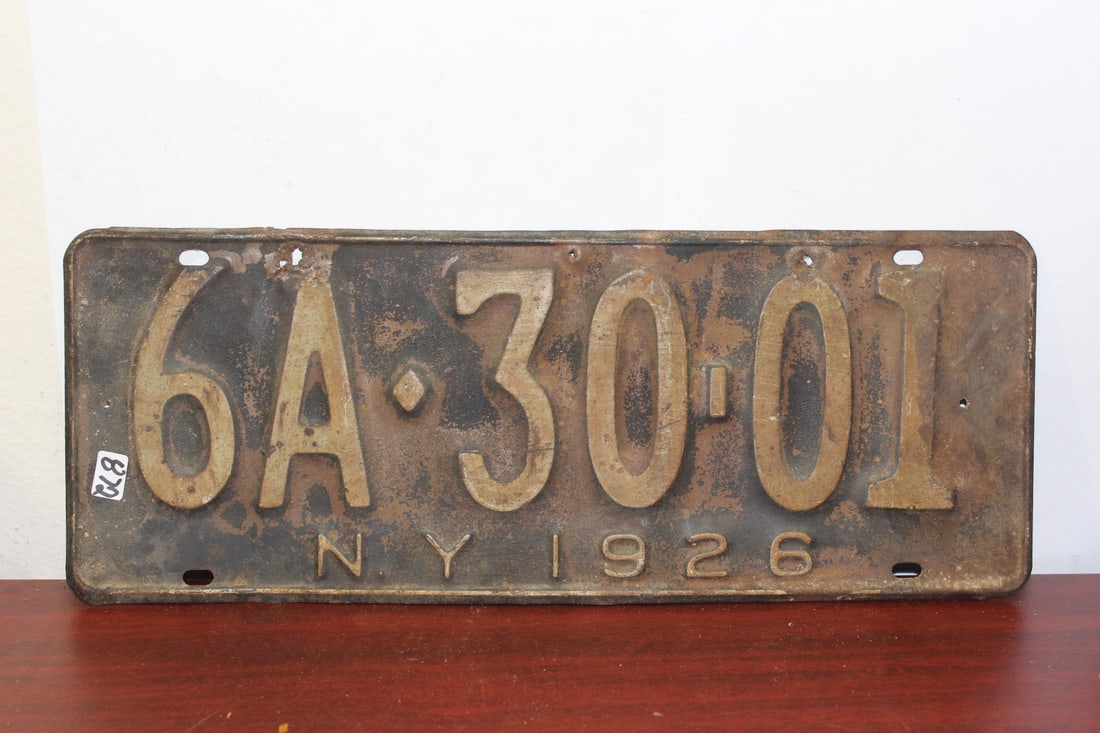 A 1926 New York License Plate: as shown