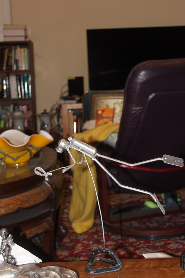 Metal Sculpture of a Scuba Diver: 14 1/4" tall by 14 1/2" wide