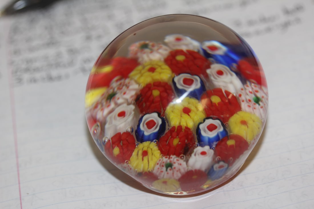 Millifiori Art Glass Paperweight: 2 3/8" in diameter