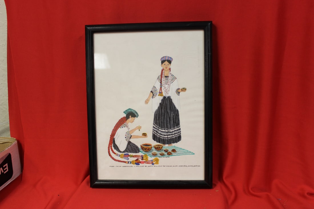 A Paster/Watercolour by Mario Chocooj: overall= 12 1/2" x 6 1/2" - bio on back