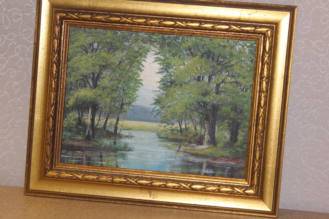 Original Oil on Board Painting: signed - probably 1960's to 1970's - beautifully done - overall= 10 1/2" x 8 5/8"