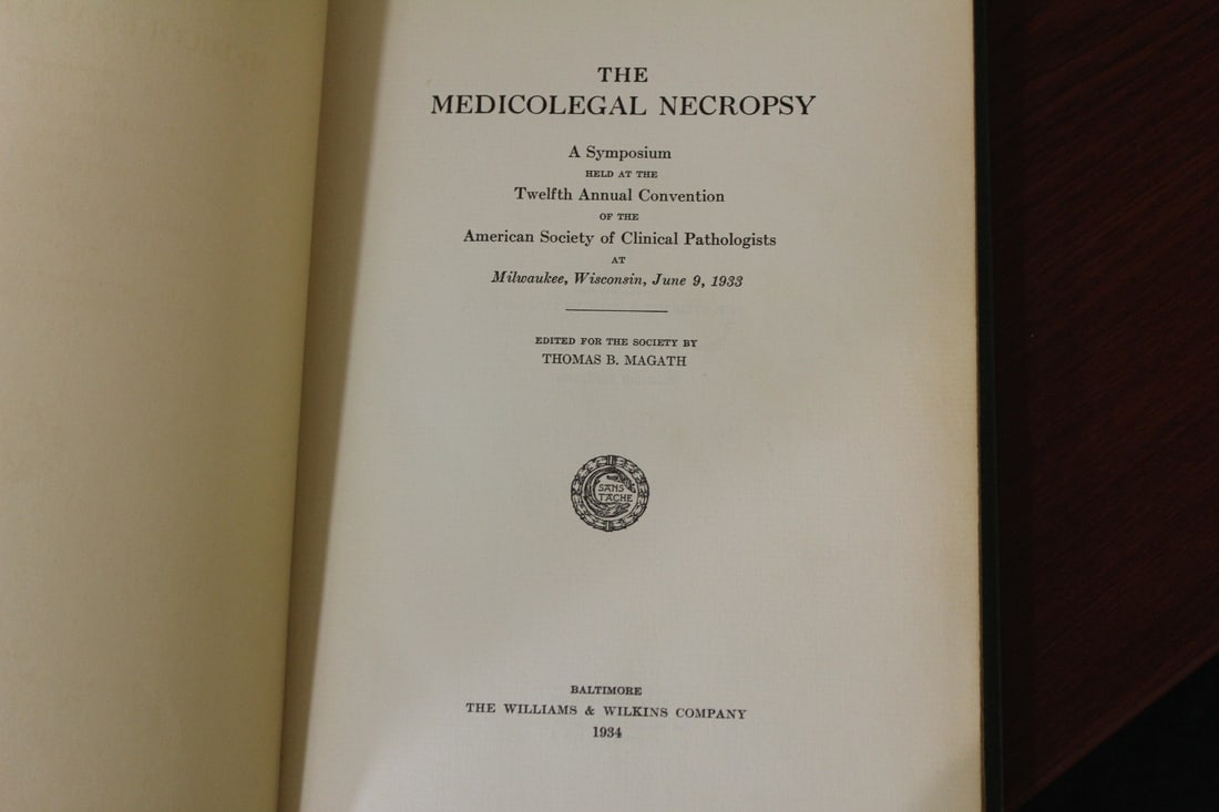 Hardcover Book - The Medicolegal Necropsy: published: 1934