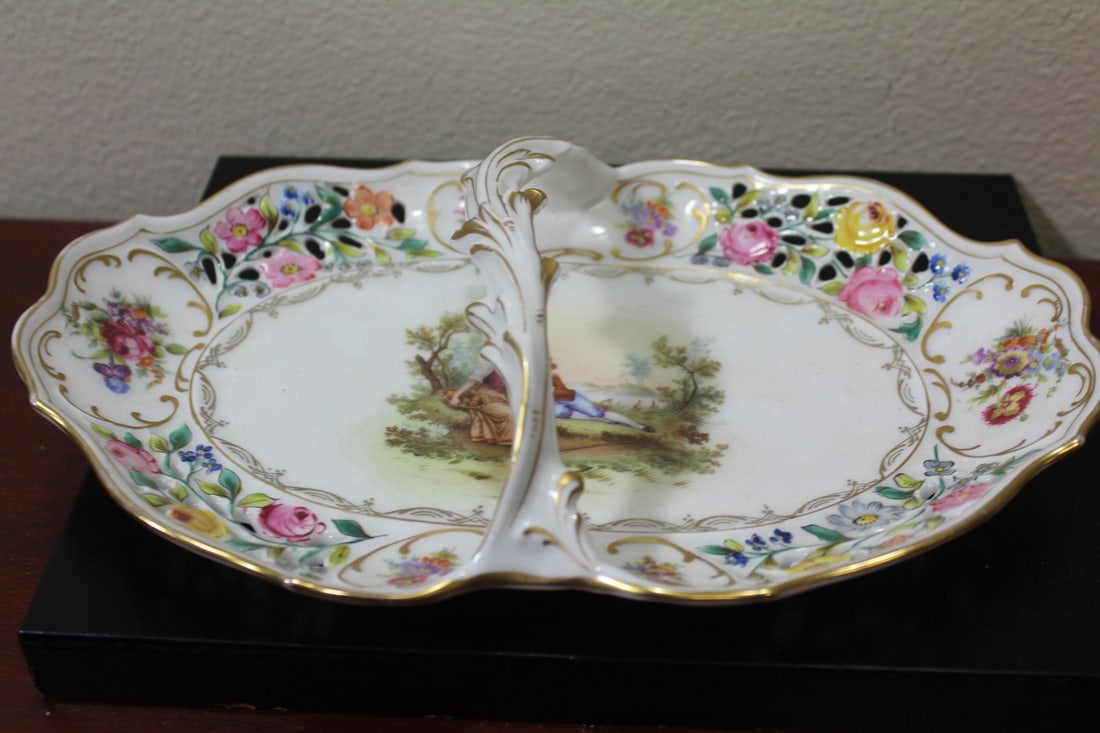 A Vintage Porcelain Basket: 10 3/4" across