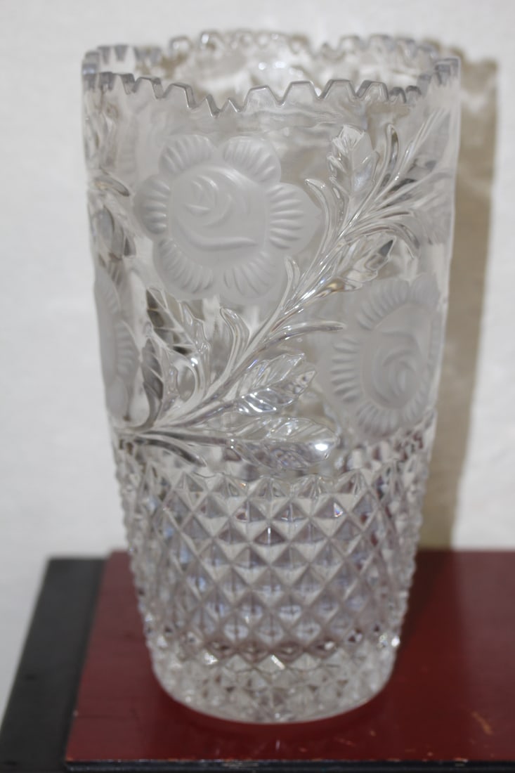 Press Glass Vase: 10" tall by 5 1/2" wide
