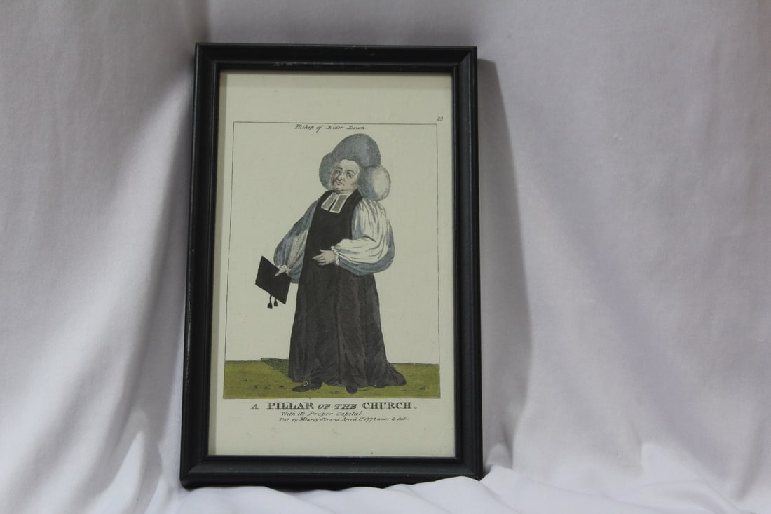 A Framed Print "Pillar of the Church": overall= 10" x 6 3/8"